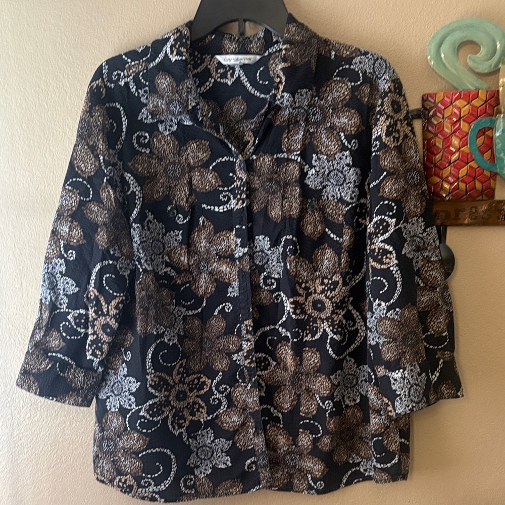 Croft & Barrow Black Floral Blouse